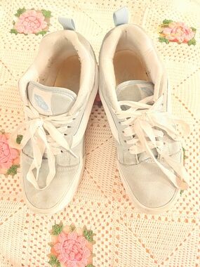 Vans White and Light Blue Low-Top Platform Sneakers